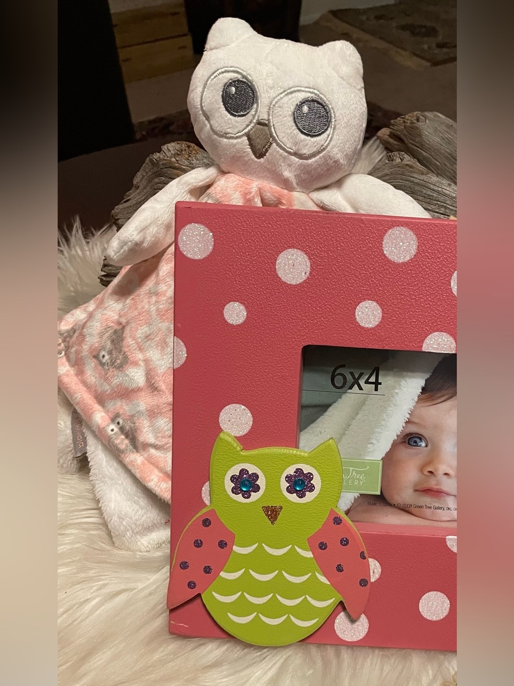 🍭🍬Set of Plushy Towel and Polka Dot Pink Gorgeous Frame 🍭🍬🍭